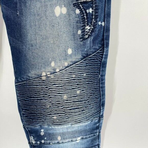 CJ Black Premium Womens Moto Jeans Skinny Flex Bleach Dots Blue Distressed 30x30 - Picture 5 of 8
